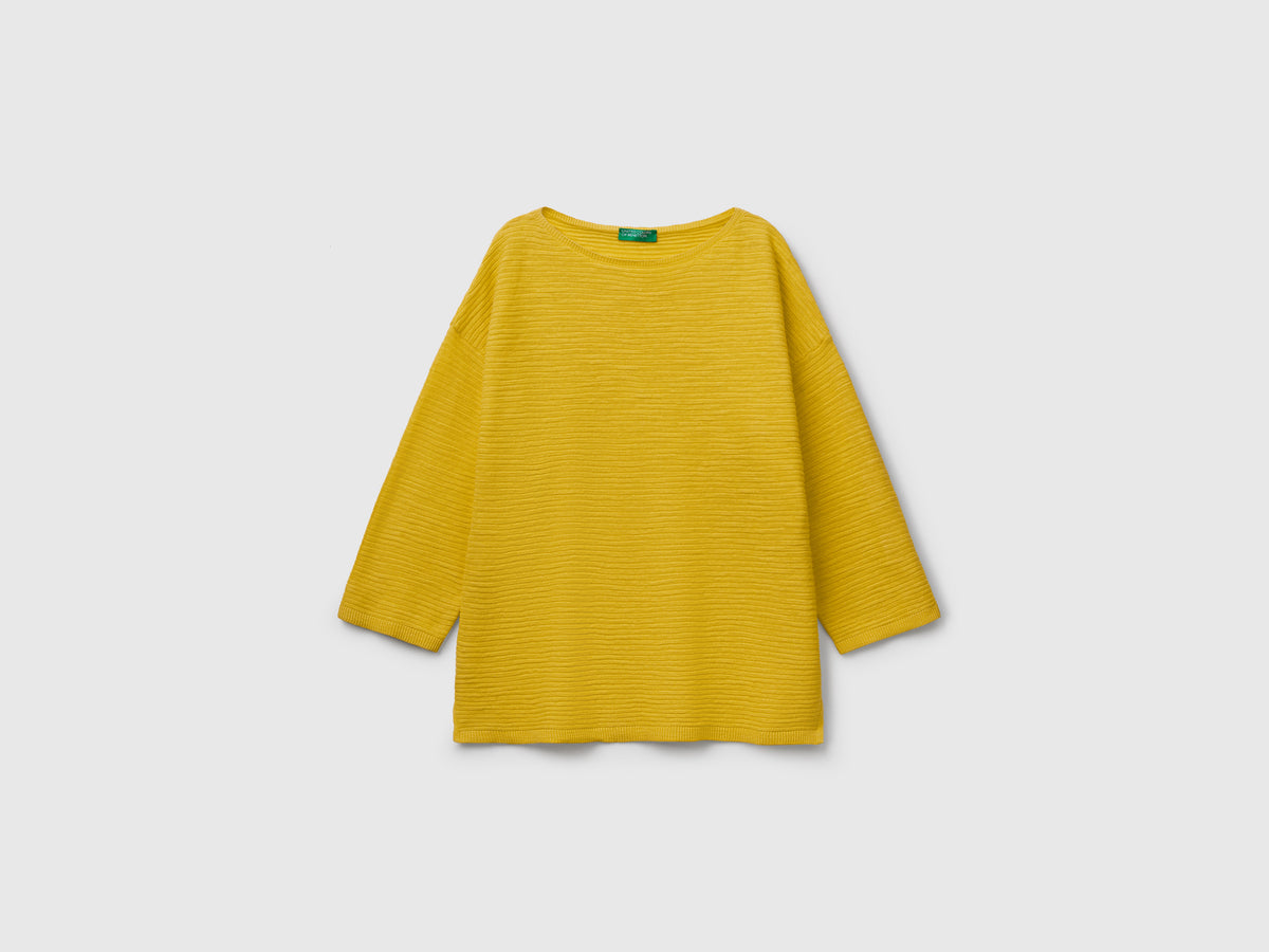 Maglia in misto lino con manica a 3/4