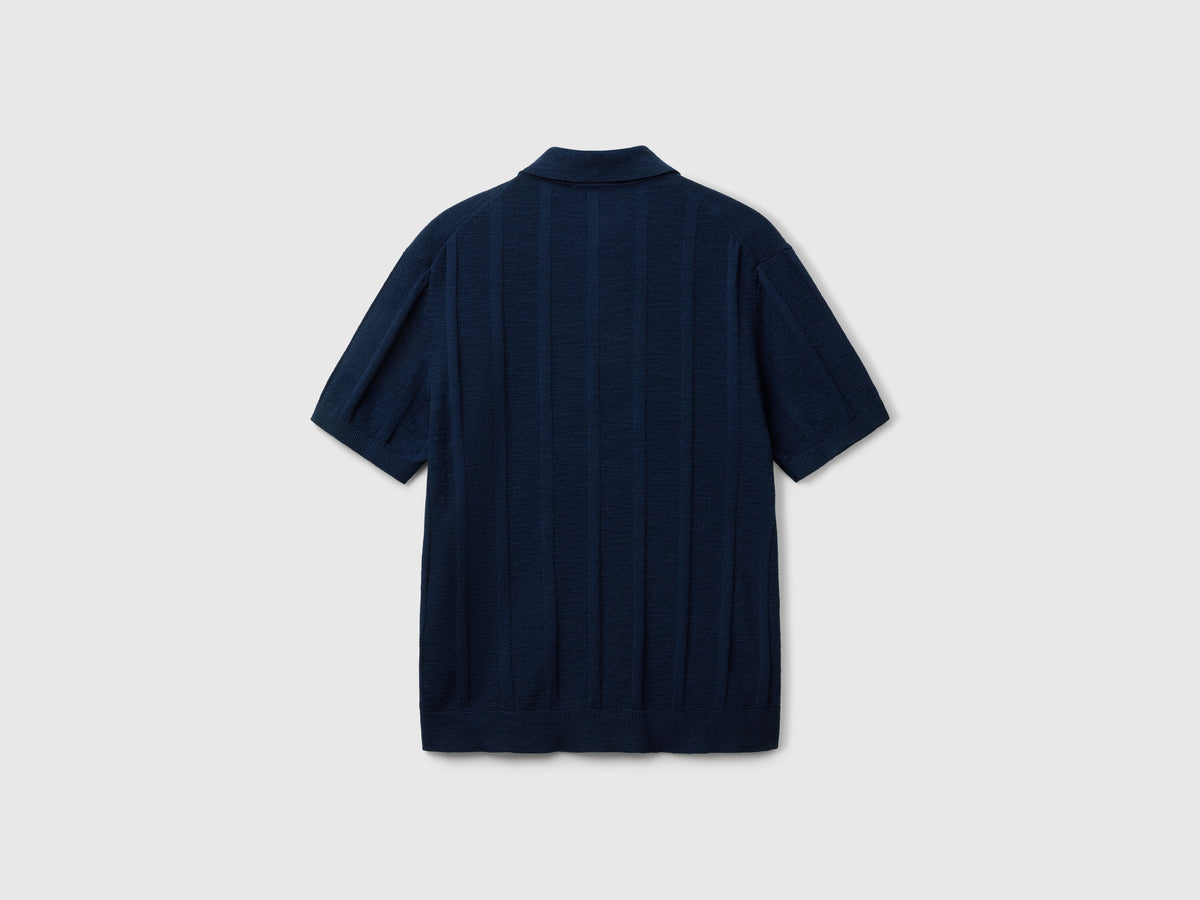 Polo in maglia di misto lino