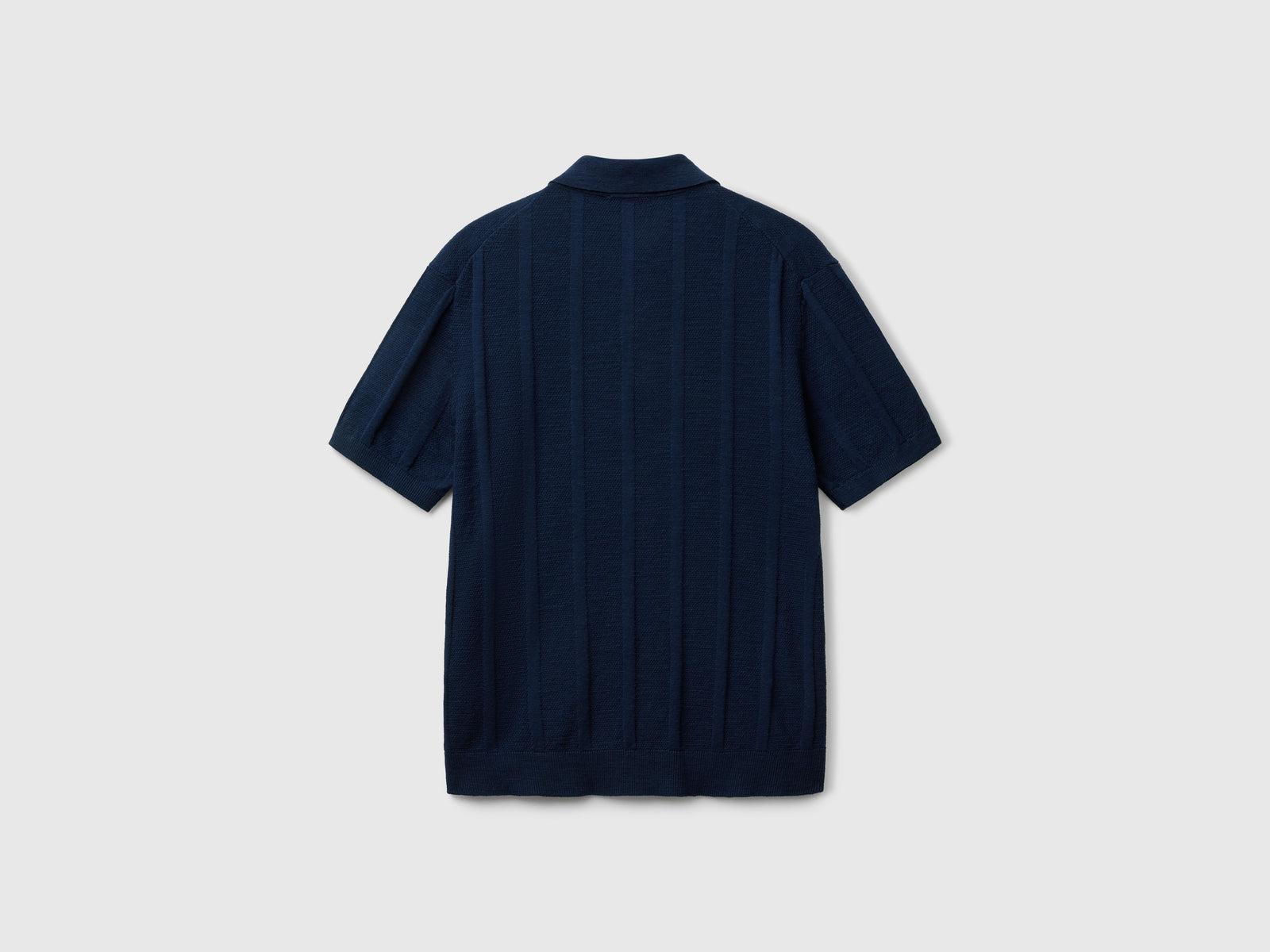 Polo in maglia di misto lino da uomo blu scuro 2 | Benetton Outlet