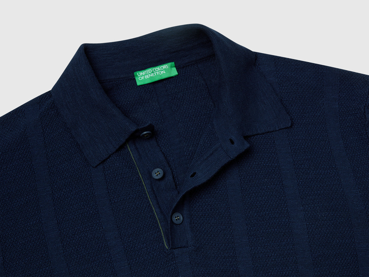 Polo in maglia di misto lino