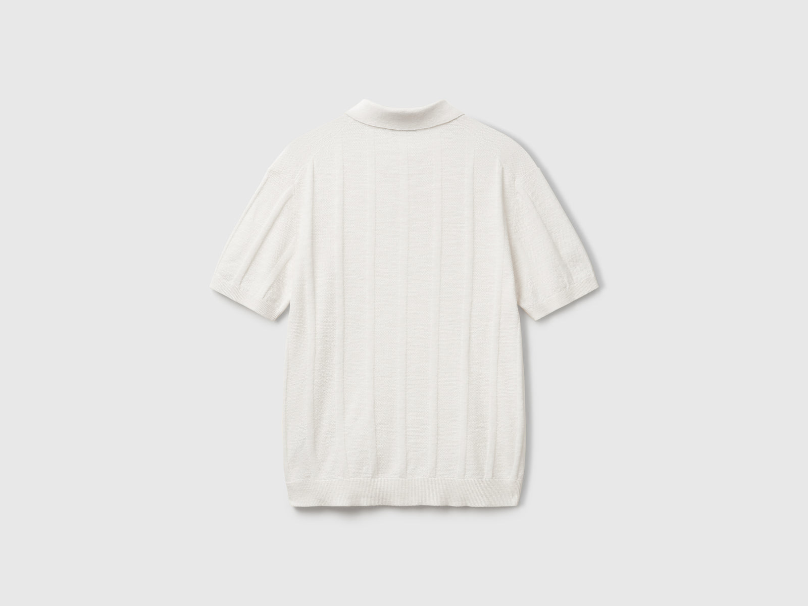 Polo in maglia di misto lino da uomo bianco panna 2 | Benetton Outlet