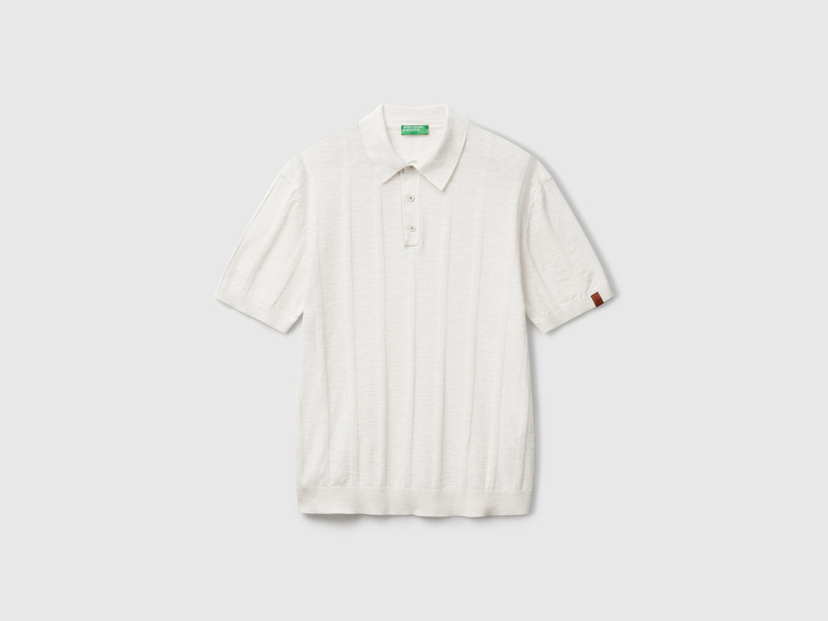 Polo in maglia di misto lino