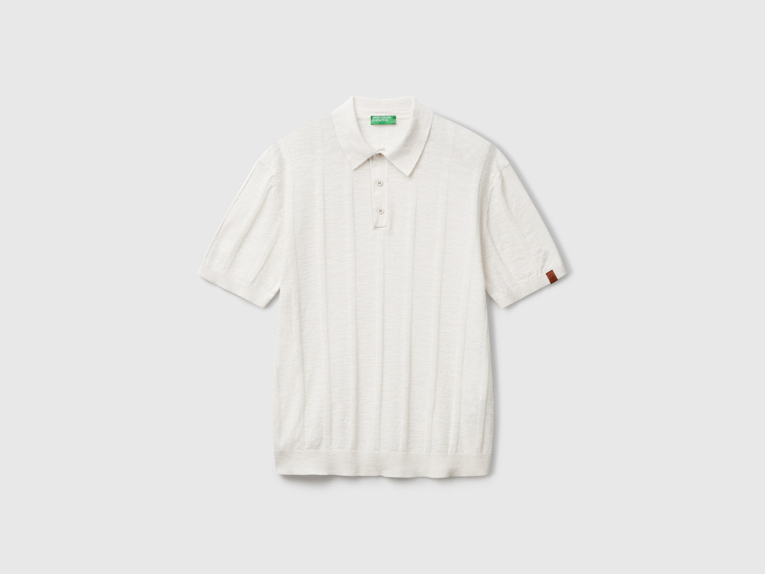 Polo in maglia di misto lino da uomo bianco panna | Benetton Outlet