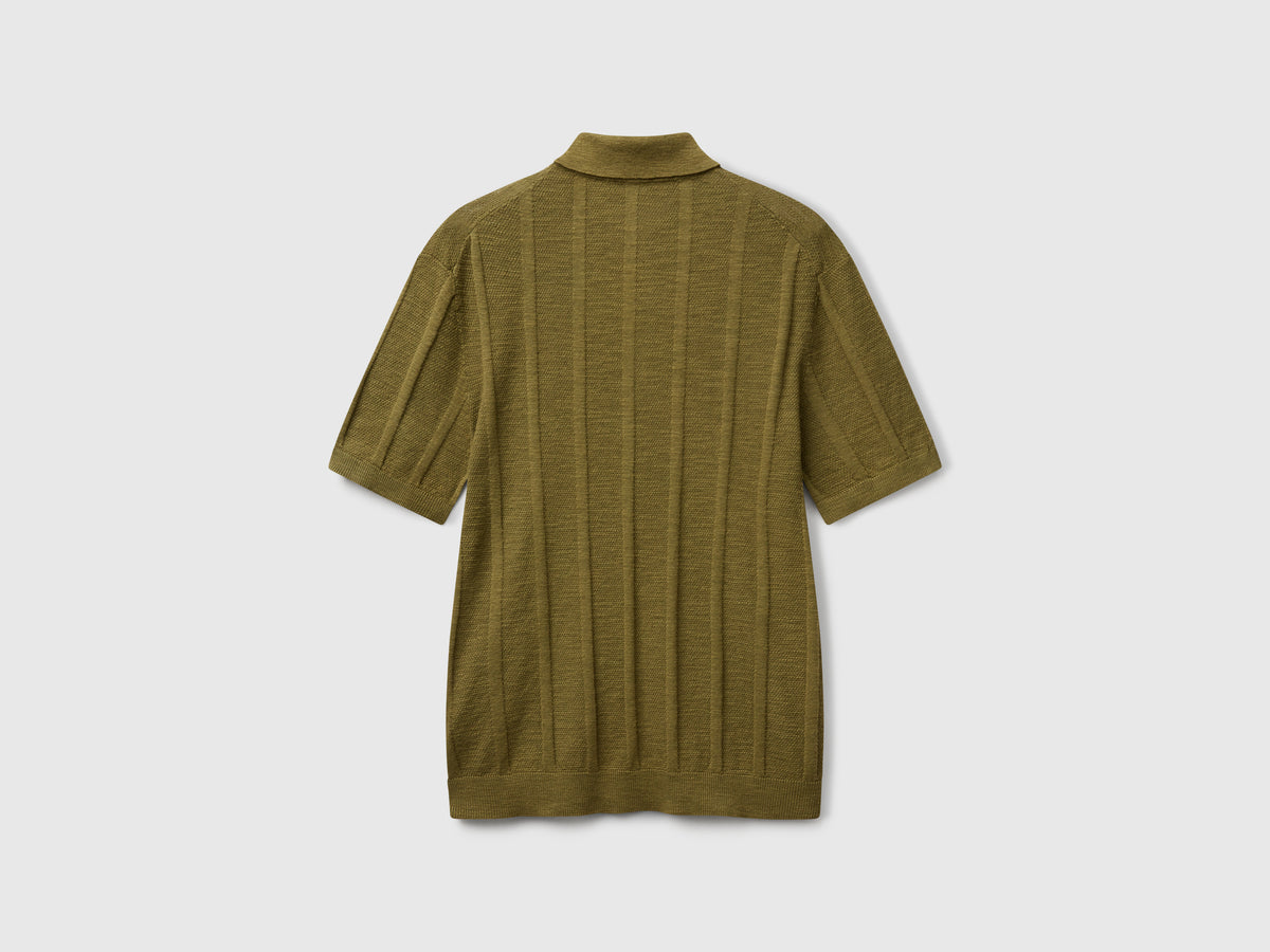 Polo in maglia di misto lino