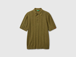 Polo in maglia di misto lino