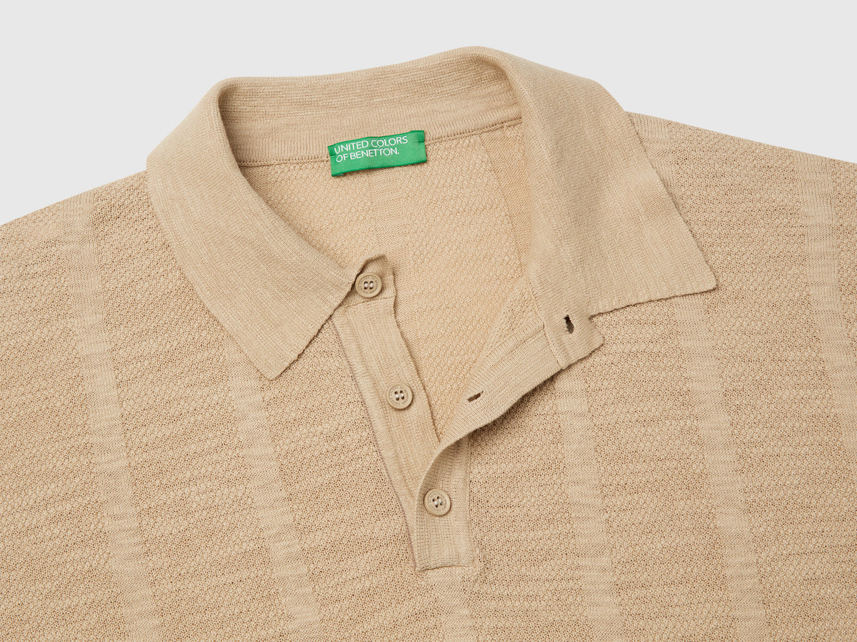 Polo in maglia di misto lino