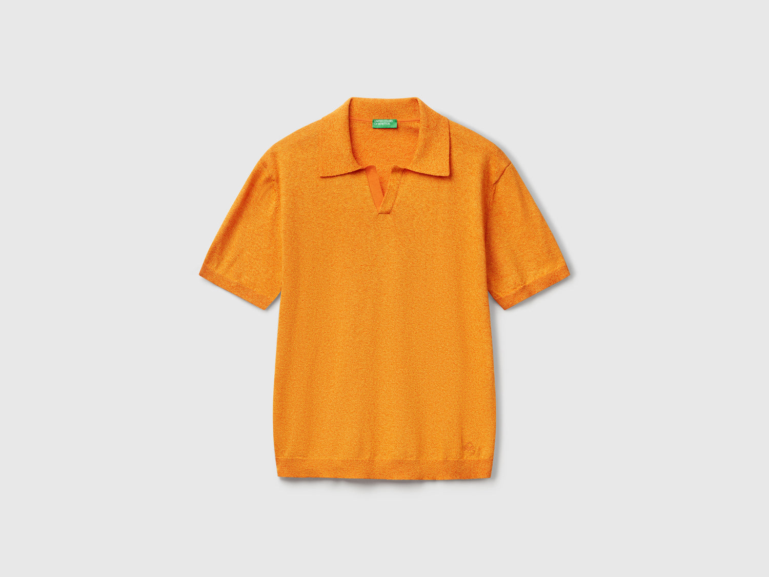 Polo manica corta in misto cotone da uomo arancione | Benetton Outlet