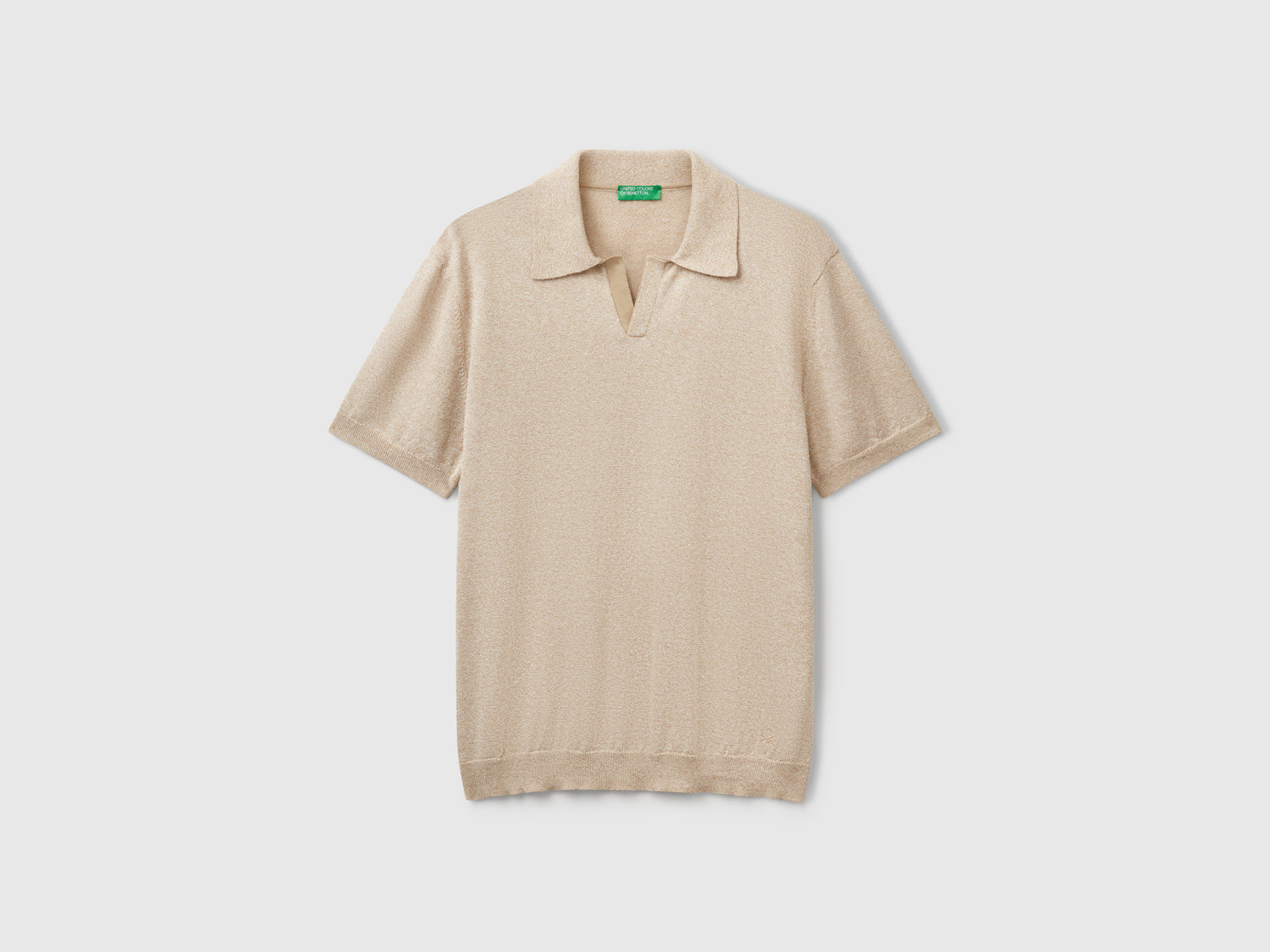 Polo manica corta in misto cotone da uomo beige | Benetton Outlet