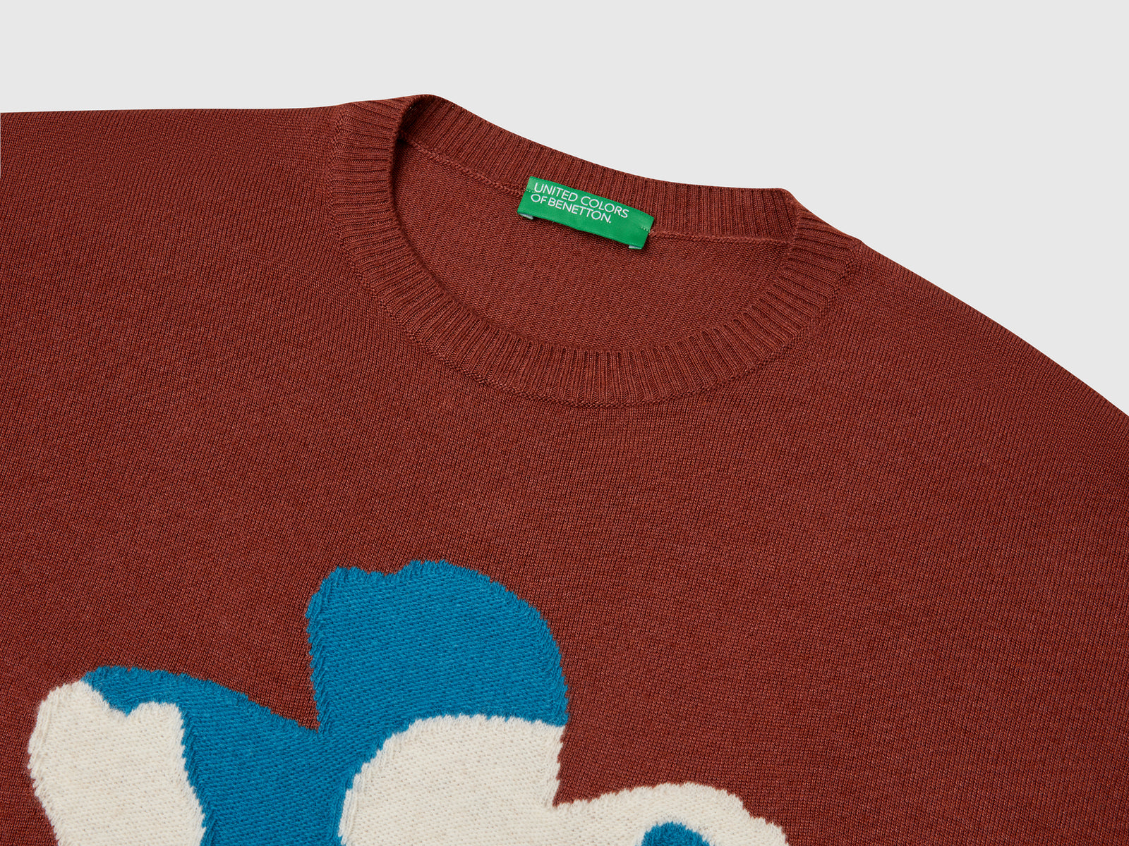 Maglia con intarsio floreale da donna marrone 3 | Benetton Outlet