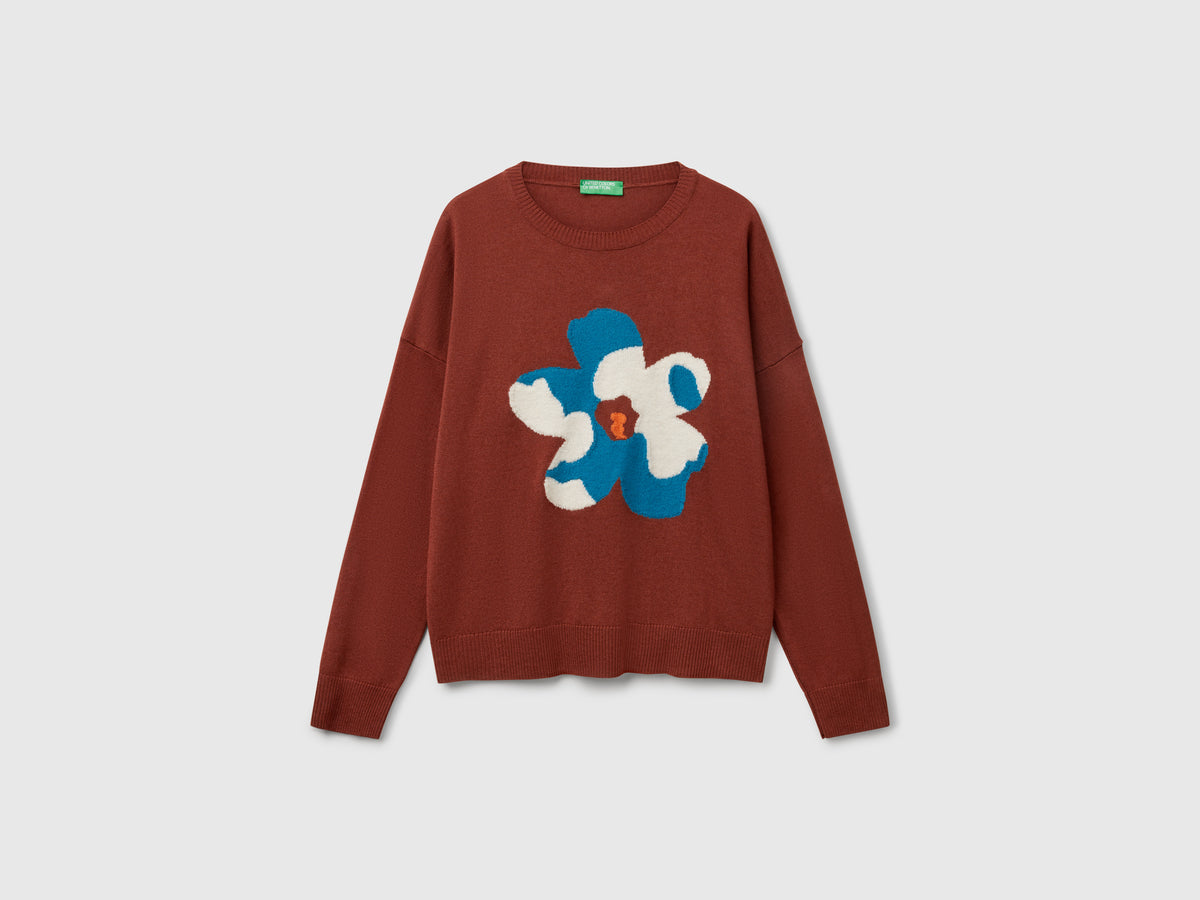 Maglia con intarsio floreale