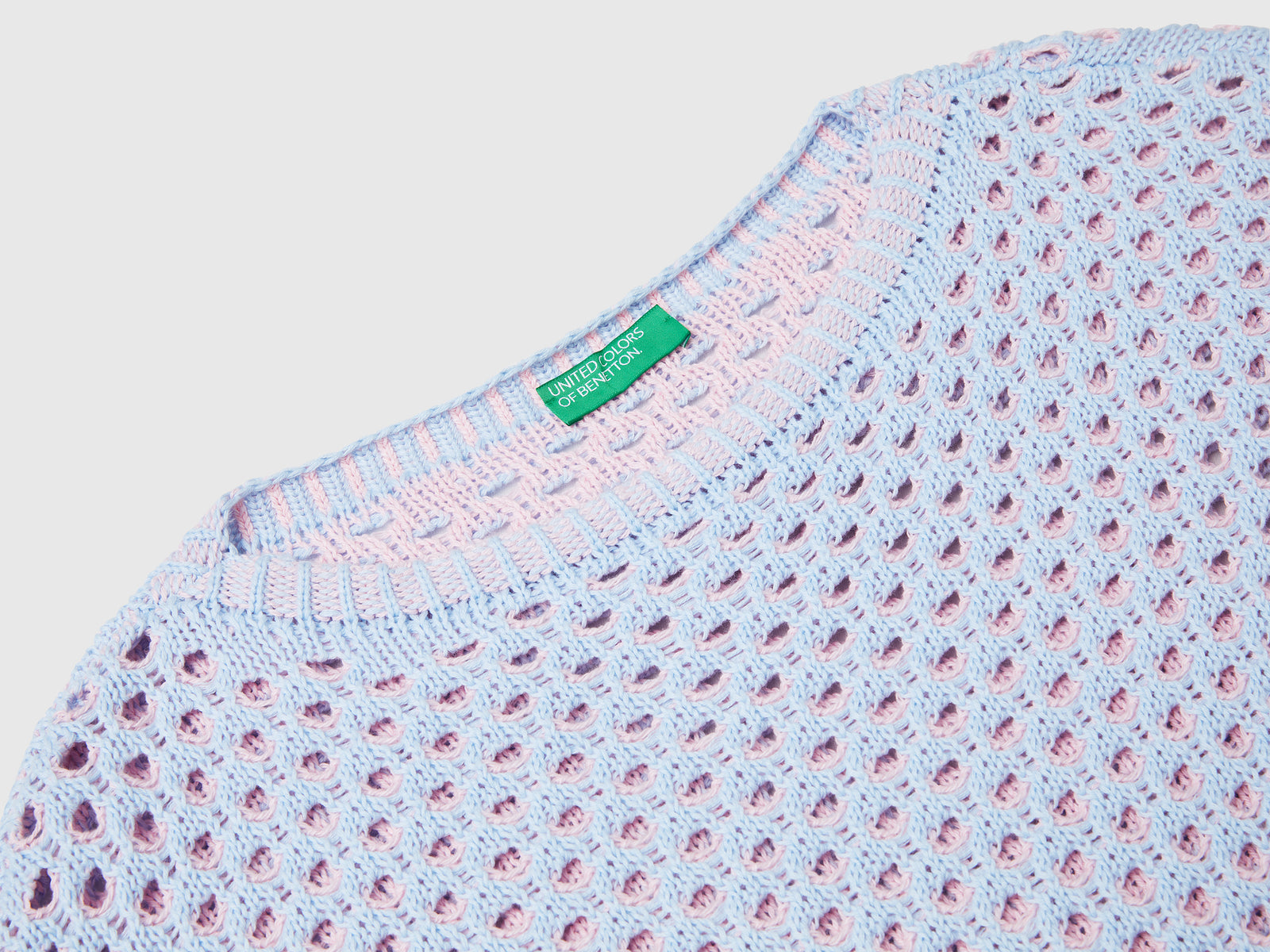 Maglia traforata over fit da donna celeste 3 | Benetton Outlet