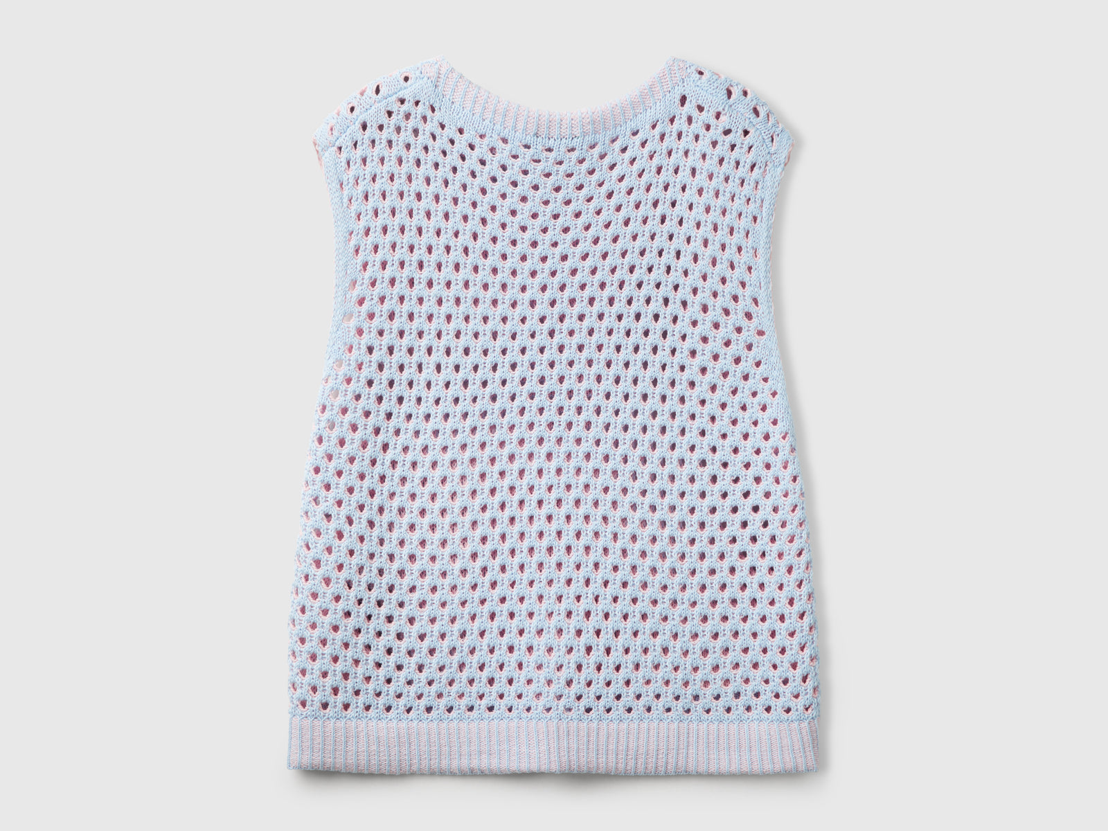 Gilet traforato over fit da donna celeste 2 | Benetton Outlet