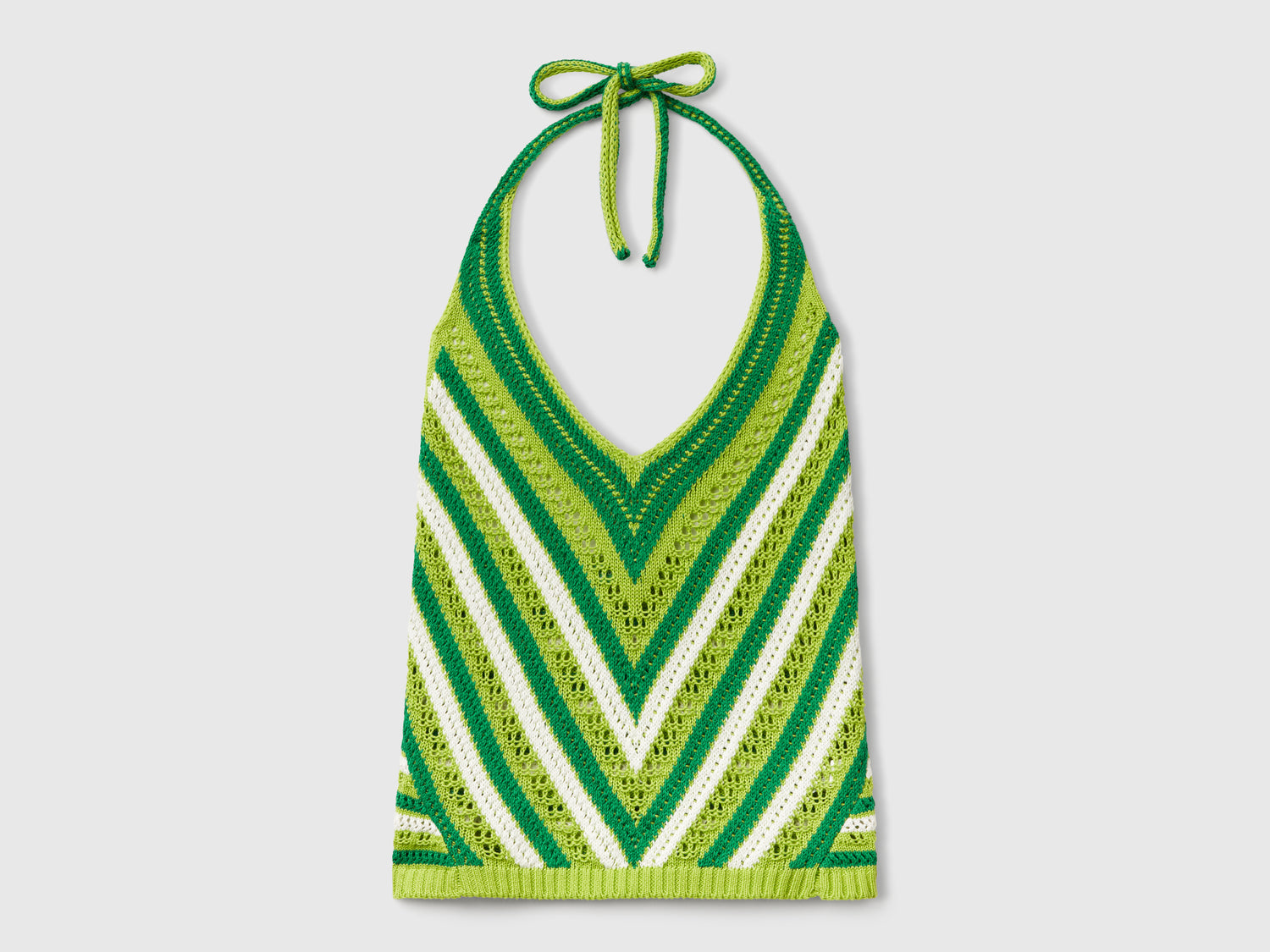 Top a righe crochet da donna verde chiaro | Benetton Outlet