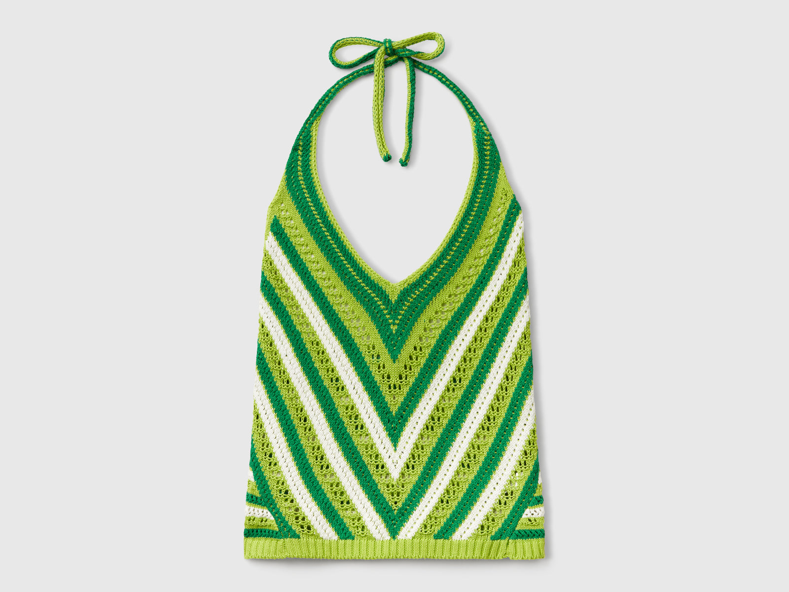 Top a righe crochet da donna verde chiaro | Benetton Outlet