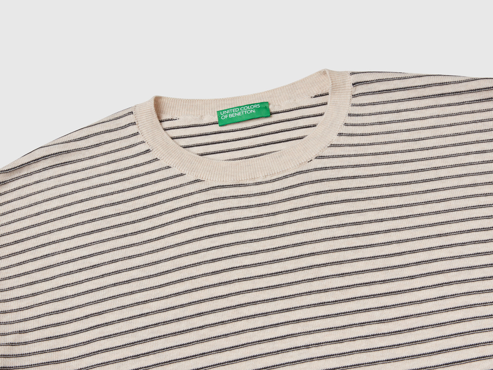 T-shirt in maglia a righe da uomo bianco panna 3 | Benetton Outlet