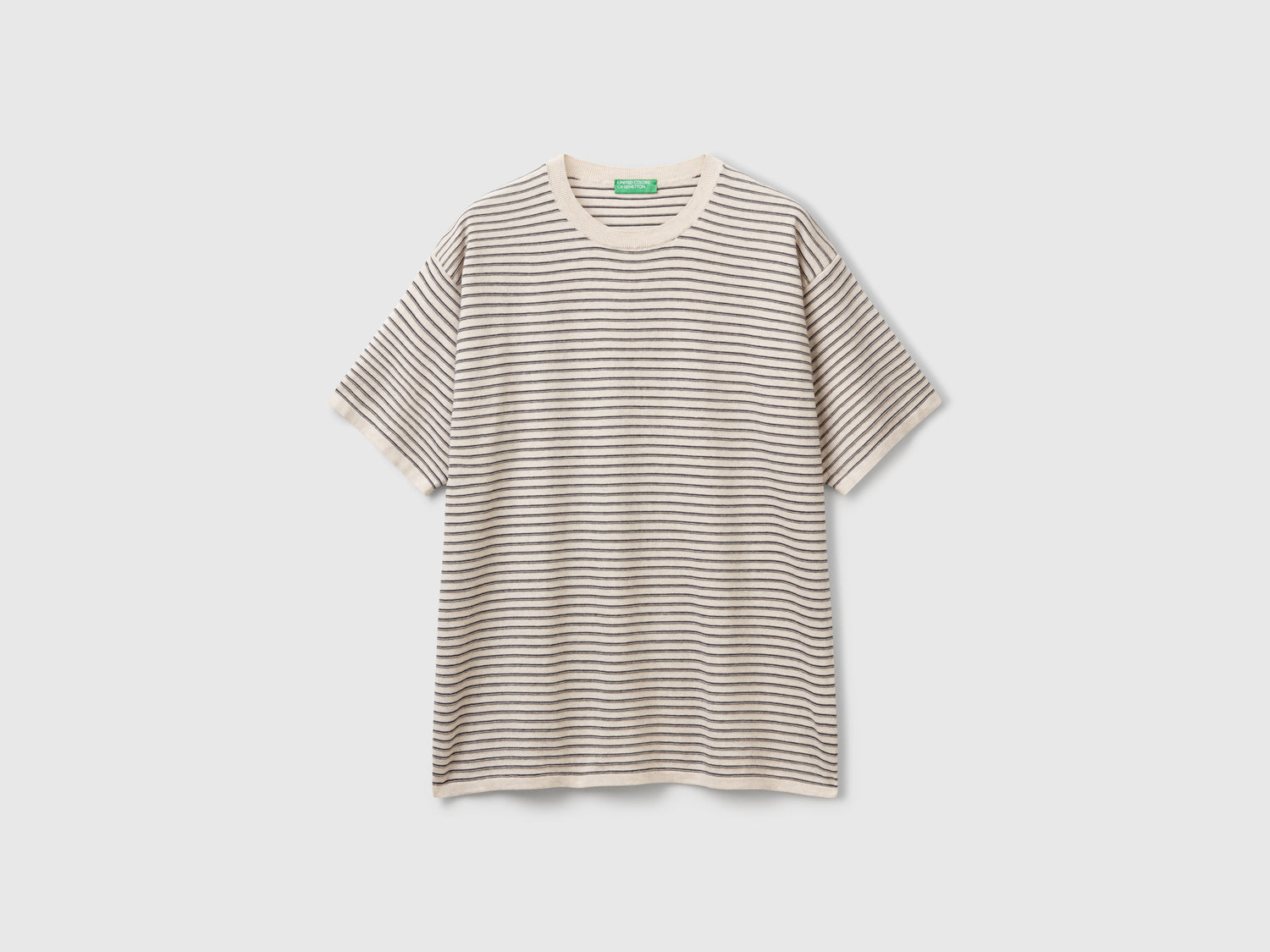 T-shirt in maglia a righe da uomo bianco panna | Benetton Outlet