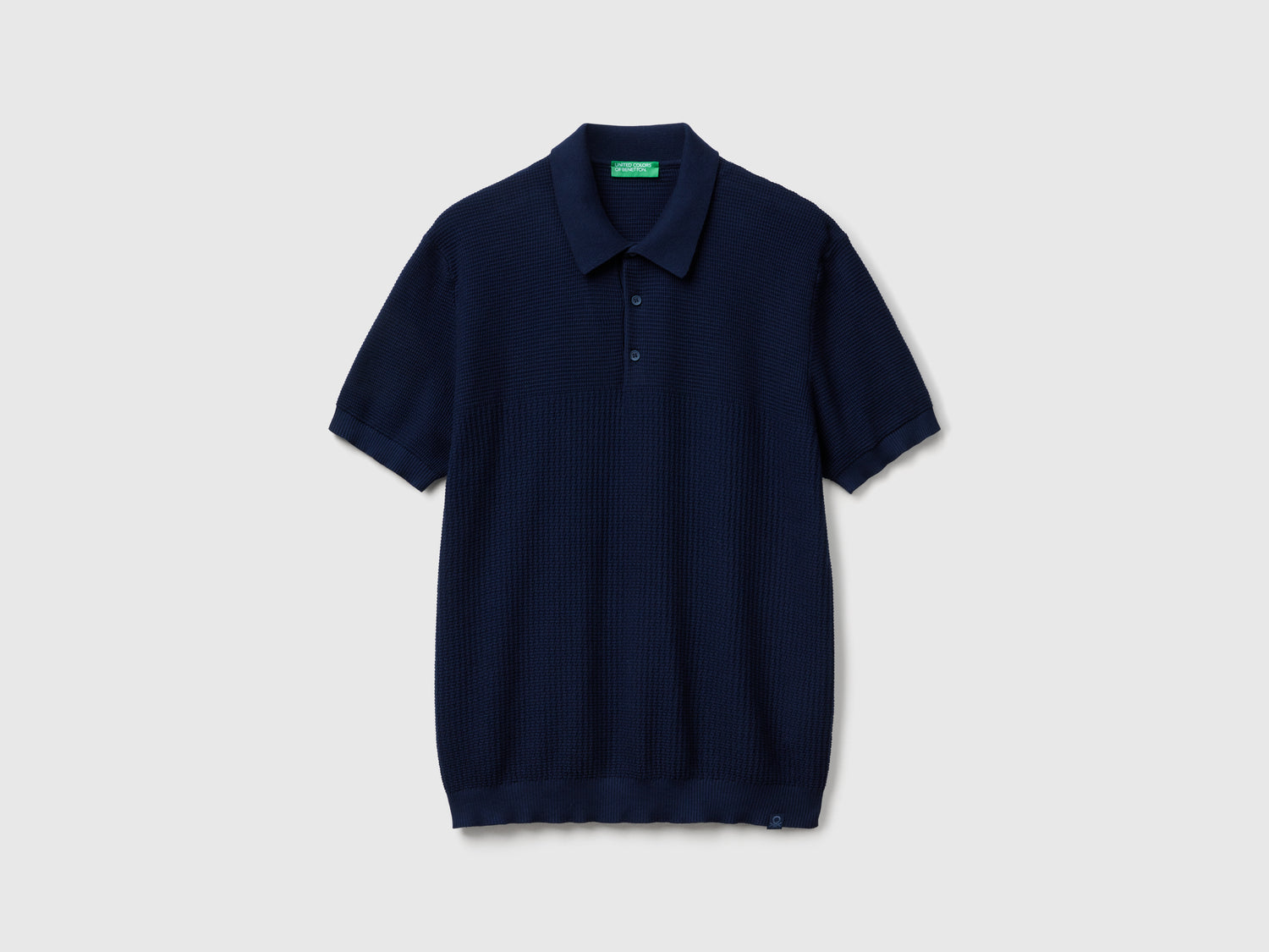 Polo in maglia a manica corta da uomo blu scuro | Benetton Outlet