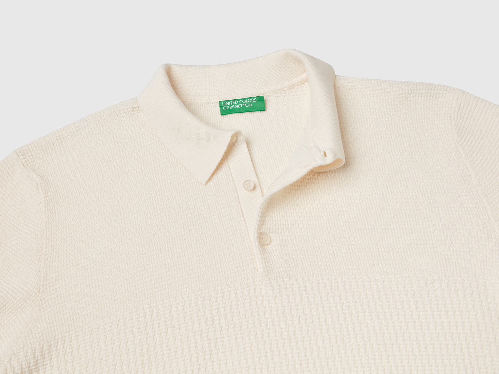 Polo in maglia a manica corta da uomo bianco panna 3 | Benetton Outlet
