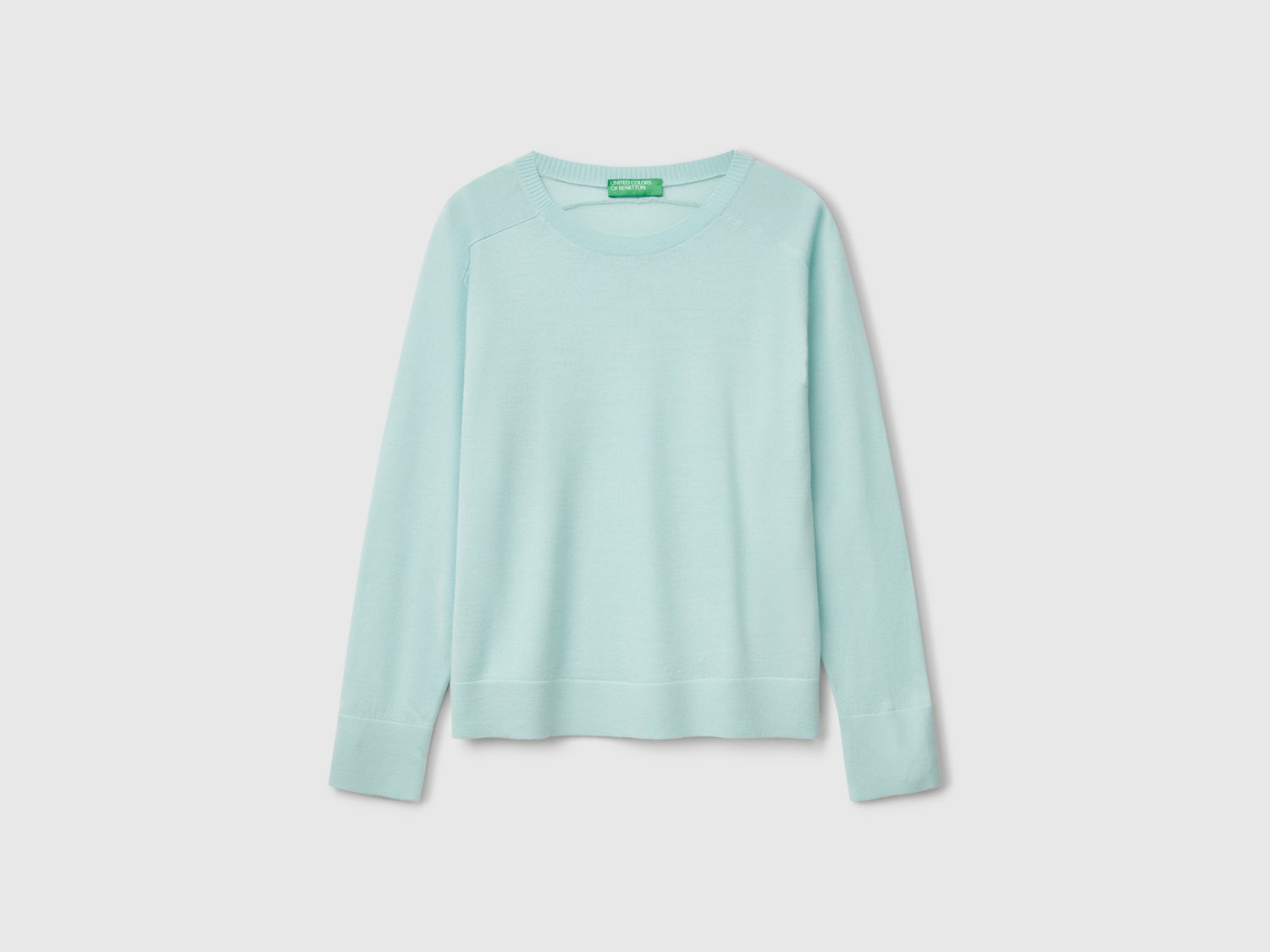 Maglia in pura lana Merino da donna verde acqua | Benetton Outlet