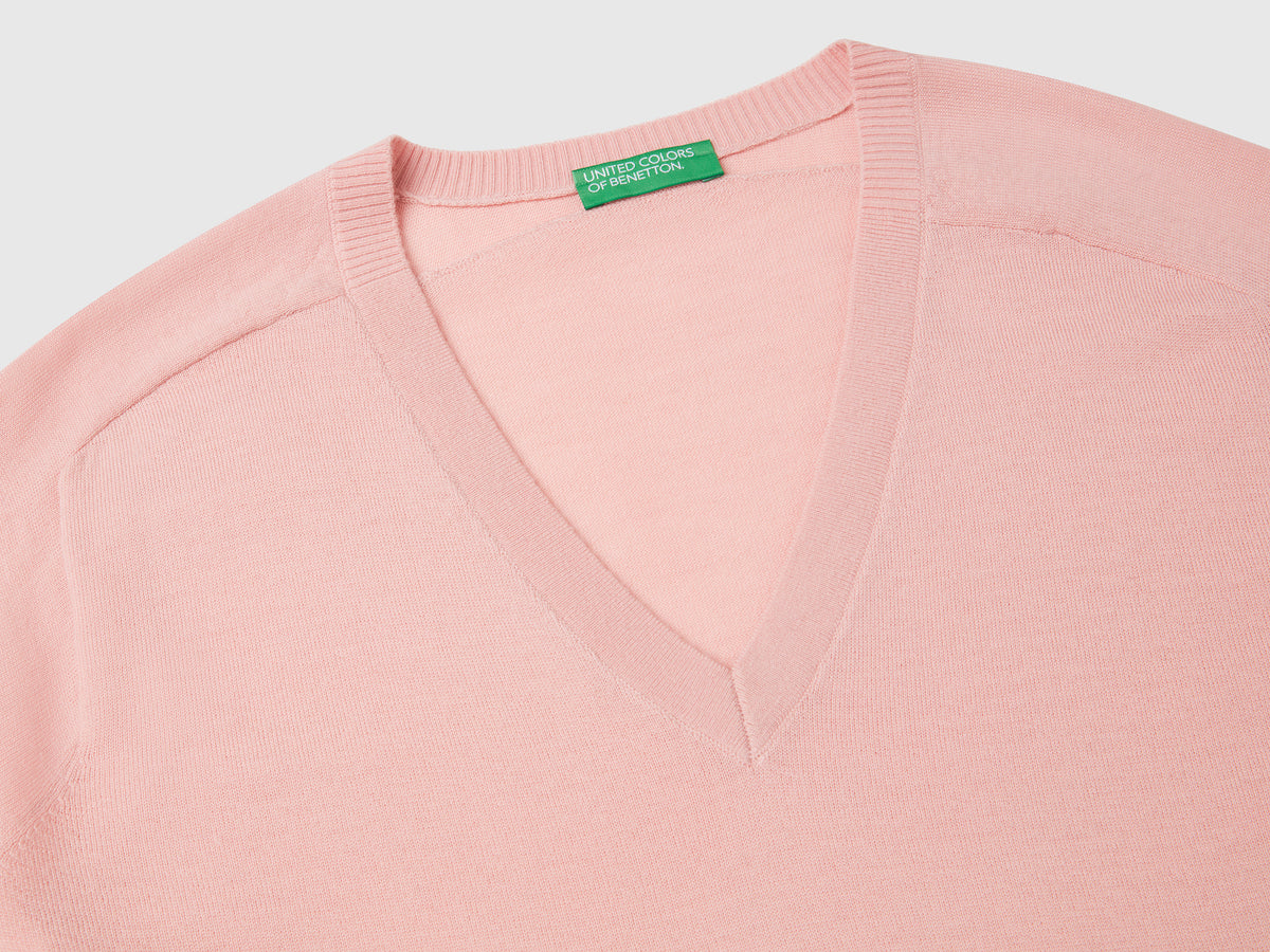 Maglia con scollo a V in pura lana Merino