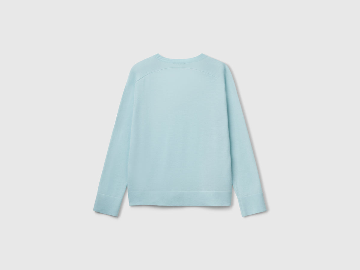 Maglia con scollo a V in pura lana Merino