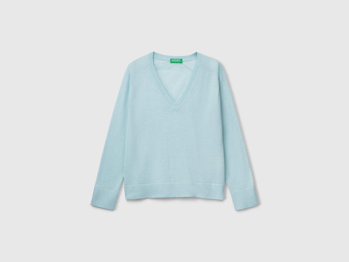 Maglia con scollo a V in pura lana Merino