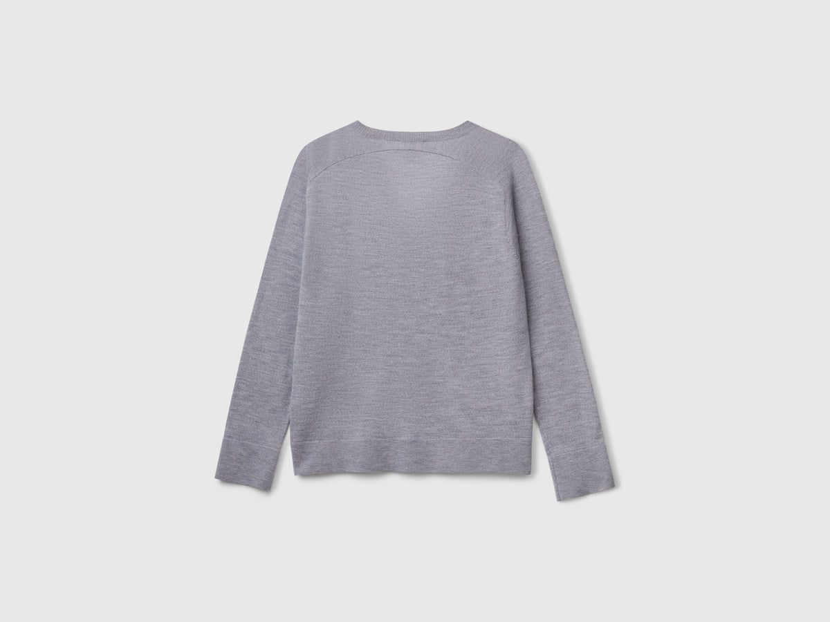 Maglia con scollo a V in pura lana Merino