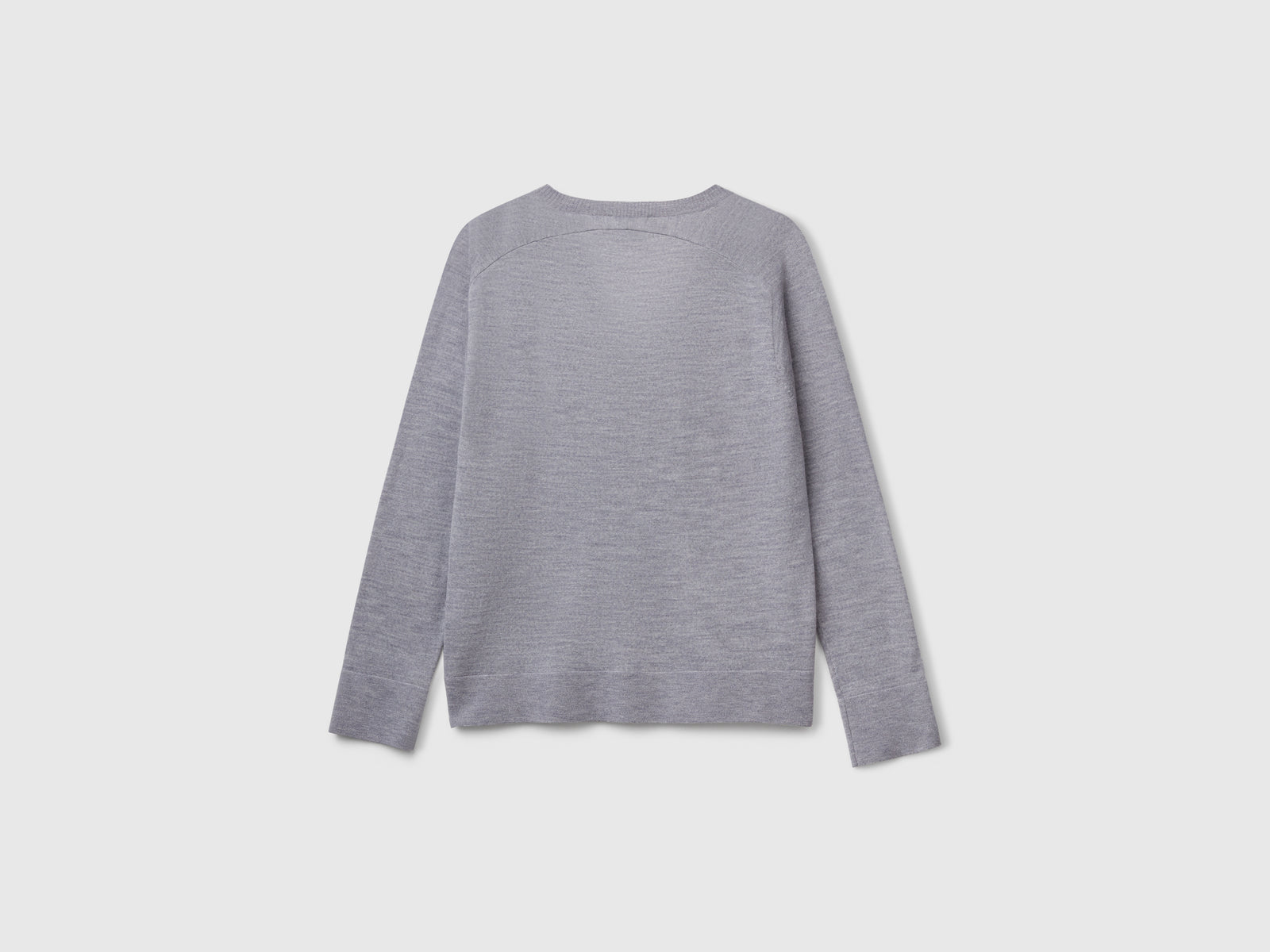 Maglia con scollo a V in pura lana Merino da donna grigio chiaro 2 | Benetton Outlet