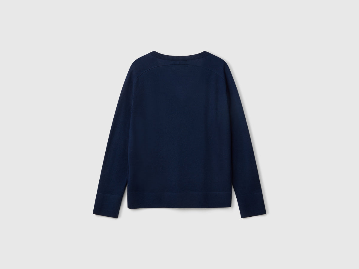Maglia con scollo a V in pura lana Merino