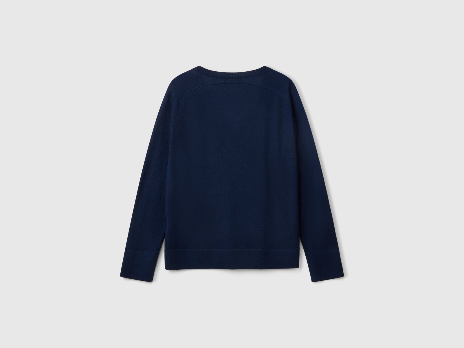 Maglia con scollo a V in pura lana Merino da donna blu scuro 2 | Benetton Outlet