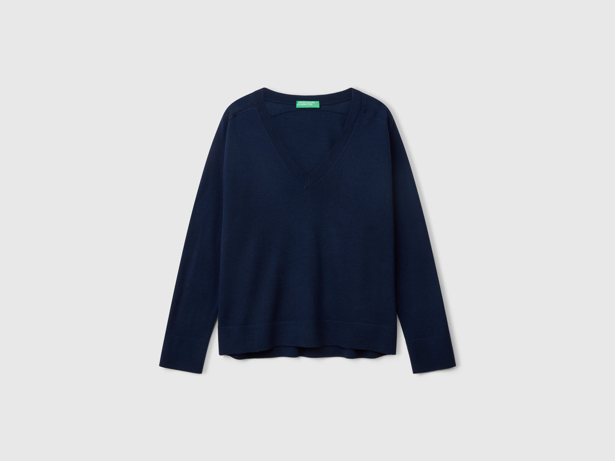 Maglia con scollo a V in pura lana Merino