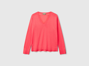 Maglia con scollo a V in pura lana Merino