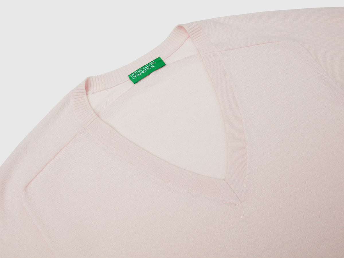 Maglia con scollo a V in pura lana Merino