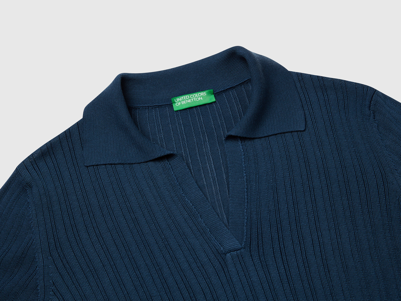 Polo in maglia a manica corta da donna avio 3 | Benetton Outlet