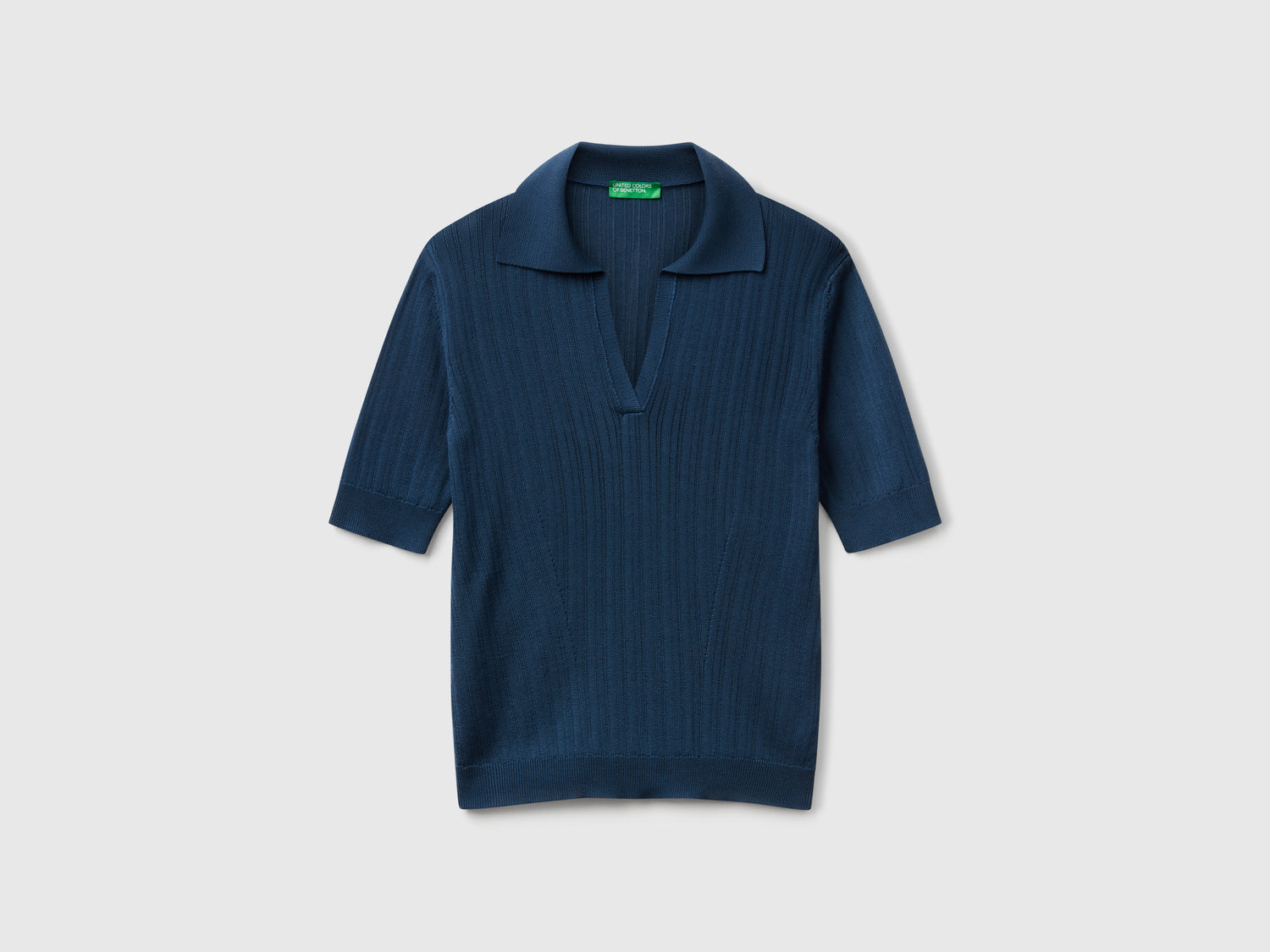 Polo in maglia a manica corta da donna avio | Benetton Outlet