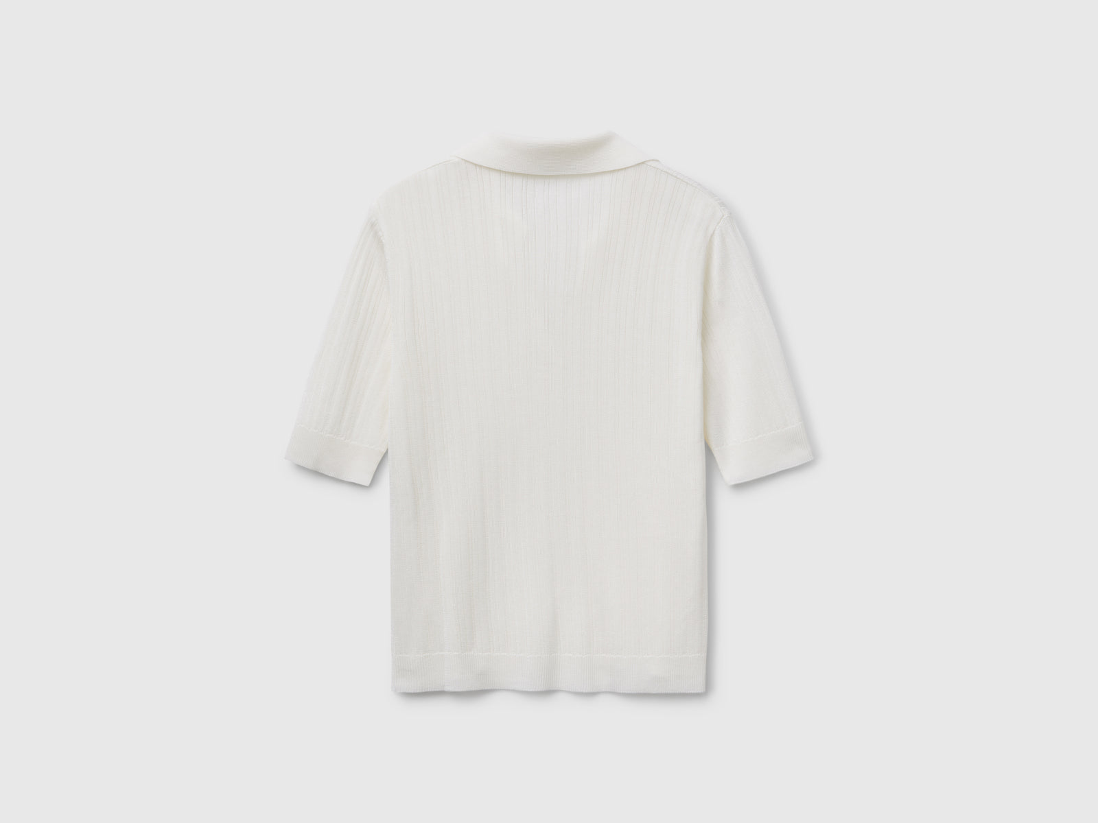 Polo in maglia a manica corta da donna bianco 2 | Benetton Outlet