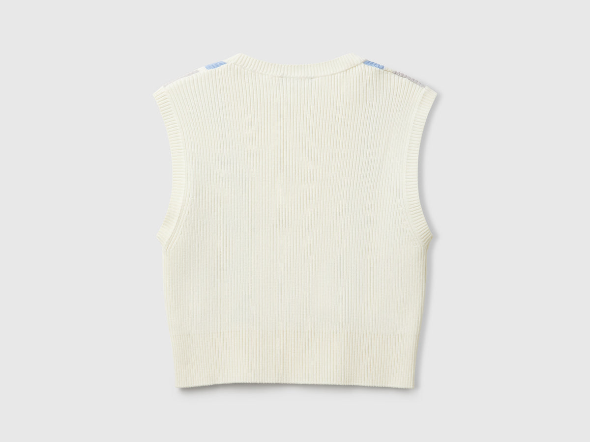 Gilet cropped con intarsio rombi