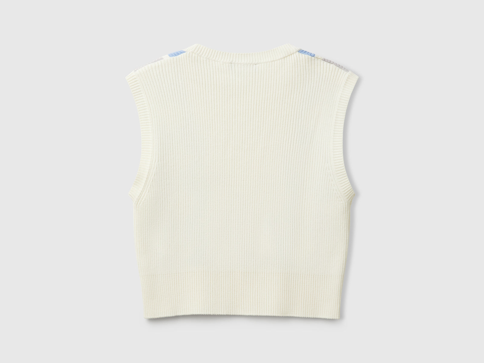 Gilet cropped con intarsio rombi da donna bianco 2 | Benetton Outlet