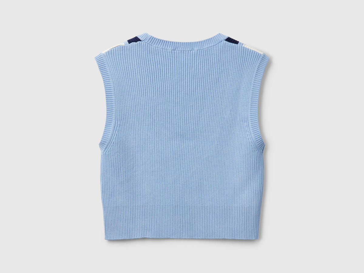 Gilet cropped con intarsio rombi