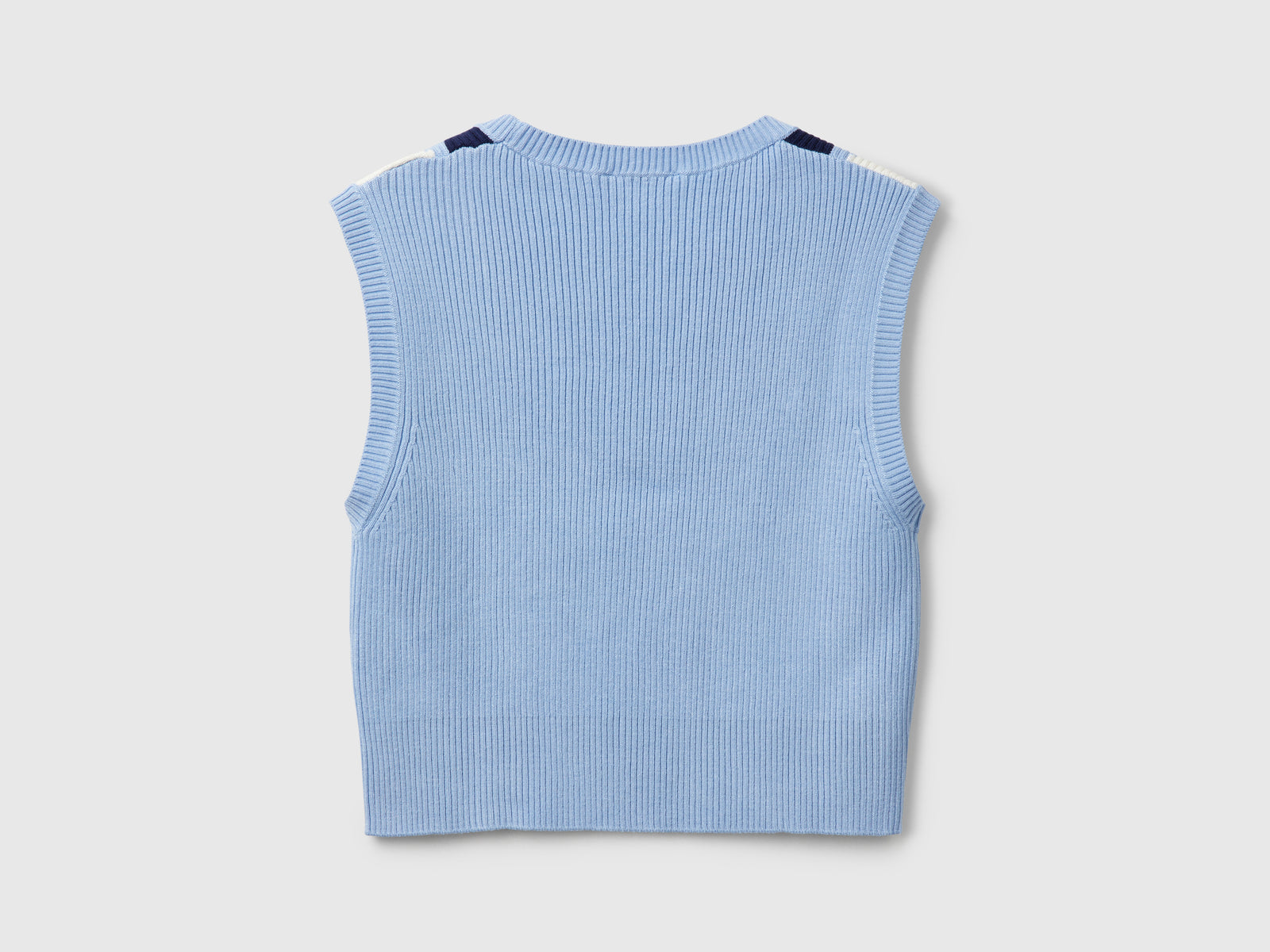 Gilet cropped con intarsio rombi da donna azzurro 2 | Benetton Outlet