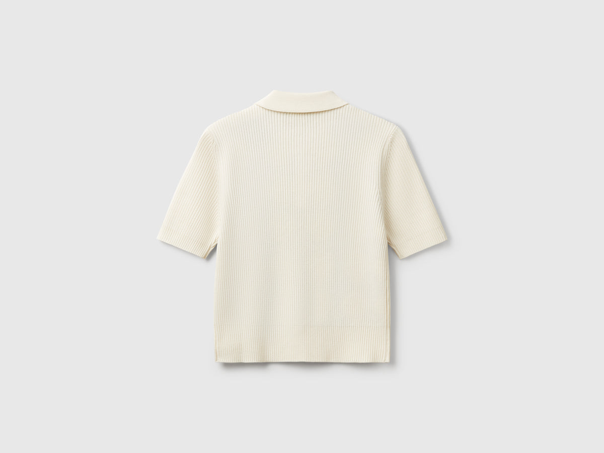 Polo in maglia con intarsio rombi