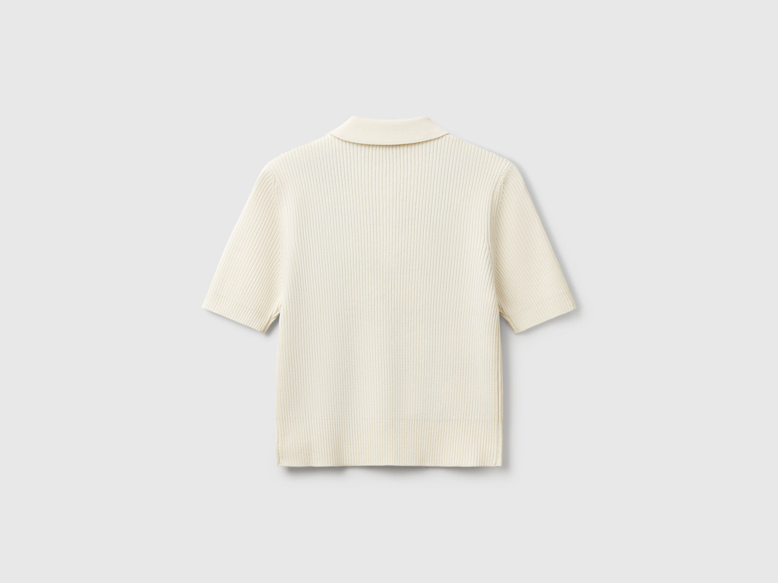 Polo in maglia con intarsio rombi da donna bianco 2 | Benetton Outlet