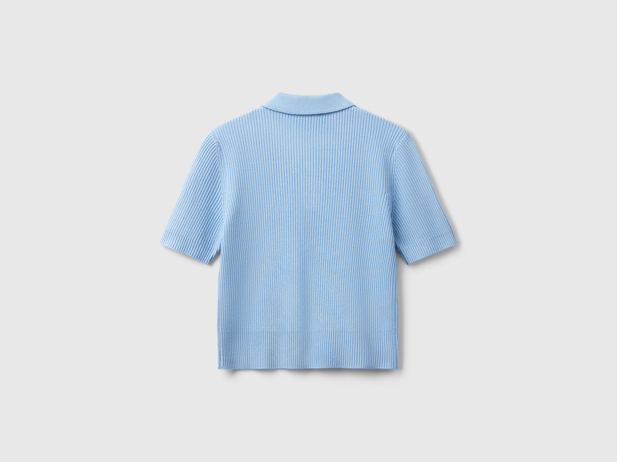 Polo in maglia con intarsio rombi