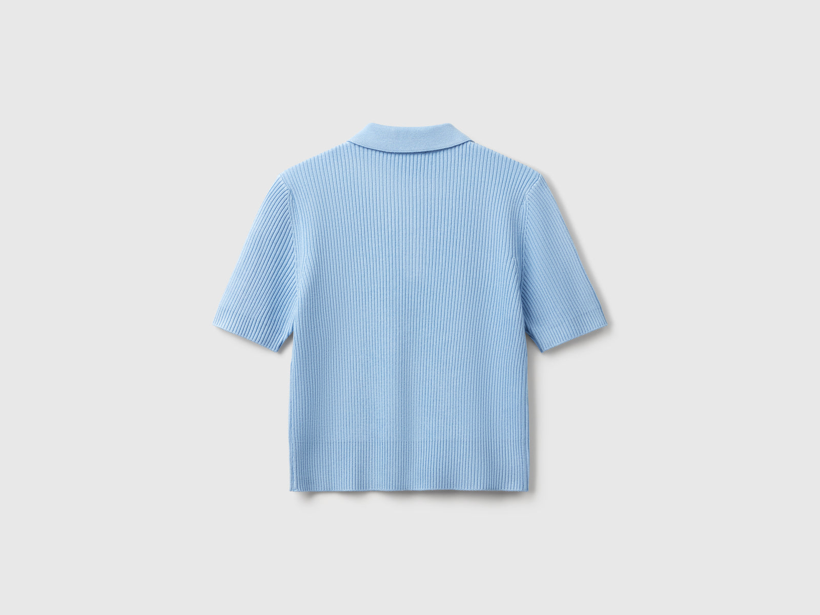 Polo in maglia con intarsio rombi da donna azzurro 2 | Benetton Outlet