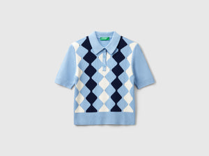 Polo in maglia con intarsio rombi
