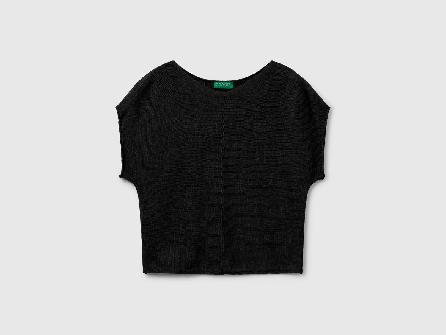 Maglioncino in cotone e lino da donna nero | Benetton Outlet