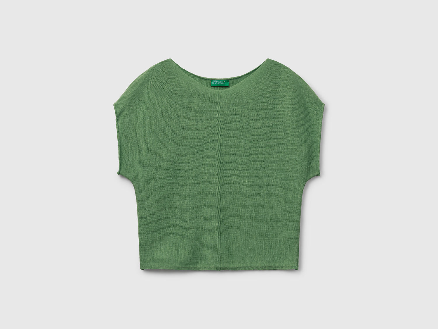 Cotton and linen sweater da donna verde | Benetton Outlet
