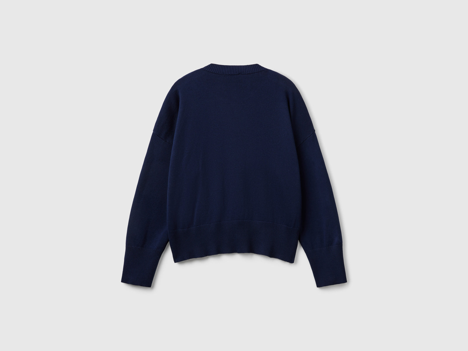 Maglia girocollo in cotone tricot da donna blu scuro 2 | Benetton Outlet