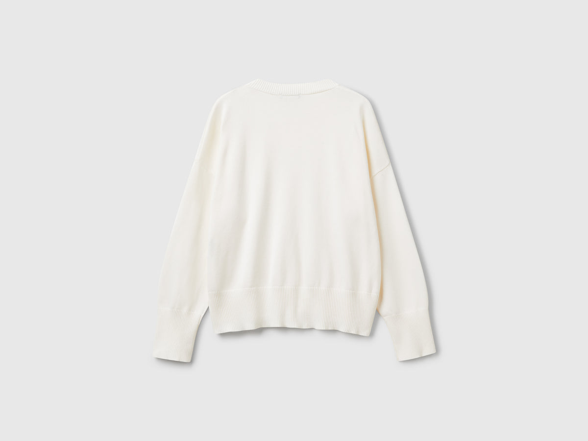 Crew neck sweater in tricot cotton