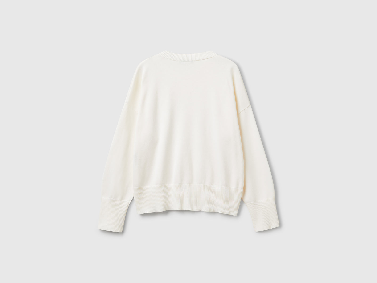 Crew neck sweater in tricot cotton da donna bianco panna 2 | Benetton Outlet